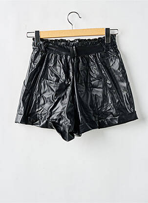 Short tissage simili-cuir taille haute noir SAAJ femme