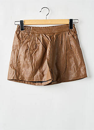 Short tissage simili-cuir taille haute marron MOLLY BRACKEN femme