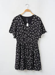 Robe courte coupe évasée manches courtes noir IDANO femme