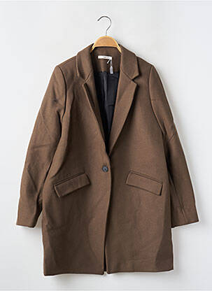 Manteau long coupe droite sans capuche marron HOD femme