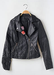 Veste simili cuir poches noir SANS MARQUE femme
