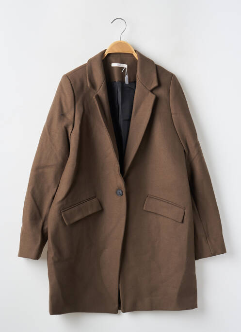 Manteau long coupe droite sans capuche marron HOD femme