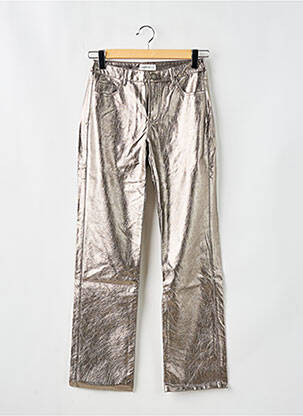 Pantalon droit fermeture zippée sous rabat boutonné taille normale beige BROWNIE femme