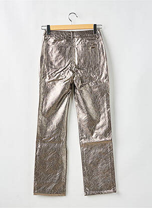 Pantalon droit fermeture zippée sous rabat boutonné taille normale beige BROWNIE femme
