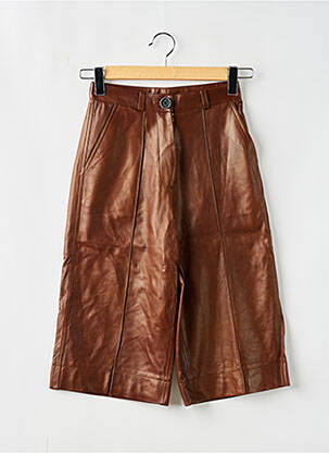 Pantacourt taille haute taille haute marron BOUGUESSA femme