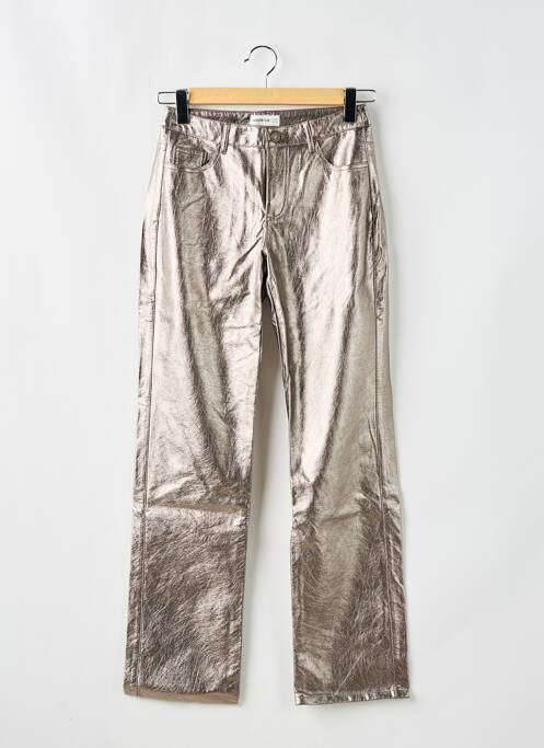 Pantalon droit fermeture zippée sous rabat boutonné taille normale beige BROWNIE femme