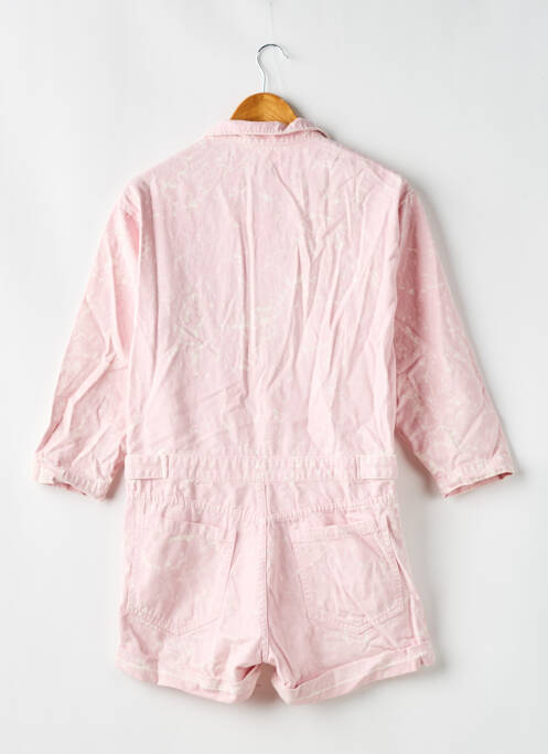 Combishort col chemisier manches longues rose RECC femme