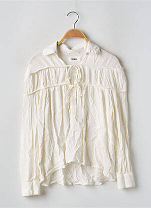 Blouse poignets boutonnés avec fente manches longues beige REIKO femme