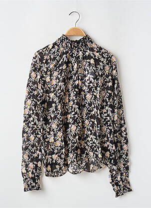 Blouse légère et transparente manches longues noir REIKO femme