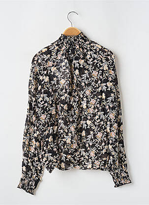 Blouse légère et transparente manches longues noir REIKO femme