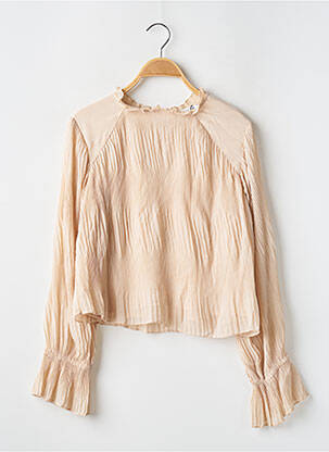 Blouse fermeture boutonnée au dos manches longues beige ZARA femme