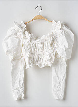 Blouse tissage popeline manches longues blanc FLAMANT ROSE femme