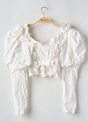 Blouse tissage popeline manches longues blanc FLAMANT ROSE femme