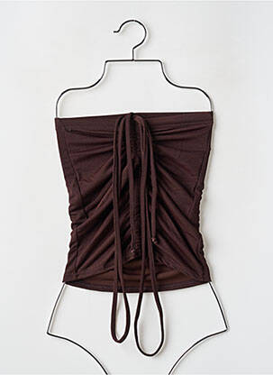 Top tissage crêpe sans manche marron NASTY GAL femme