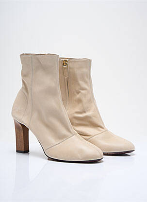 Bottines/boots matière lisse talon de 7 à 9cm beige LA LIGNE NUMÉROTHÉE femme