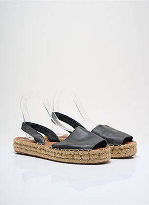 Espadrilles tissage satiné talon plat jusqu'à 3cm noir ALOHAS femme