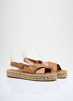 Espadrilles tissage satiné talon plat jusqu'à 3cm marron ALOHAS femme