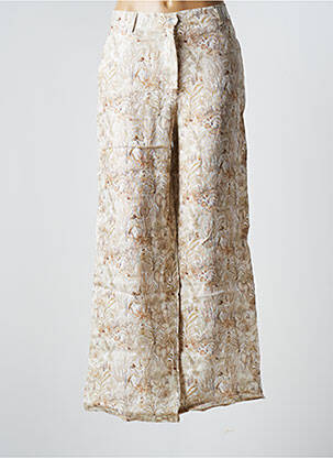 Pantalon large fermeture zippée sous rabat boutonné taille normale beige LA FEE MARABOUTEE femme