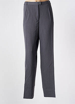 Pantalon droit fermeture zippée sous rabat boutonné gris ANNE KELLY femme