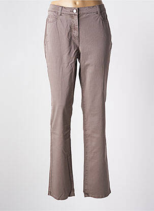 Pantalon droit fermeture zippée sous rabat boutonné gris LEBEK femme