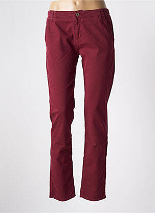 Pantalon chino fermeture zippée sous rabat boutonné rouge LE PETIT BAIGNEUR femme