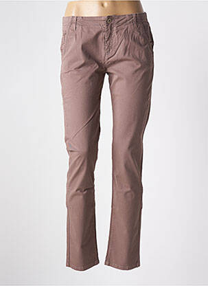 Pantalon chino fermeture zippée sous rabat boutonné beige LE PETIT BAIGNEUR femme