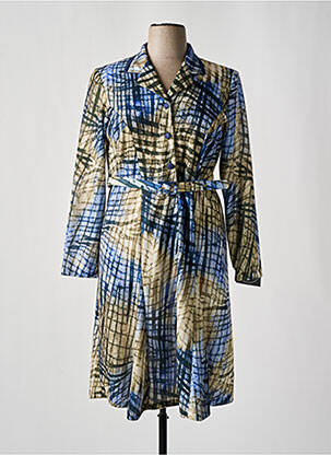 Robe mi-longue imprimé fantaisie manches longues bleu ATLANTA femme