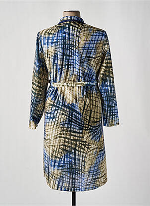 Robe mi-longue imprimé fantaisie manches longues bleu ATLANTA femme