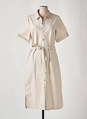 Robe mi-longue manches courtes manches courtes beige ÉTYMOLOGIE femme