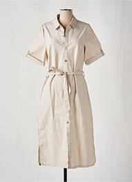 Robe mi-longue manches courtes manches courtes beige ÉTYMOLOGIE femme