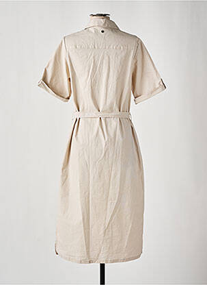 Robe mi-longue manches courtes manches courtes beige ÉTYMOLOGIE femme