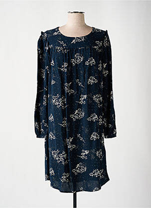 Robe mi-longue imprimé fleurs manches longues bleu ÉTYMOLOGIE femme