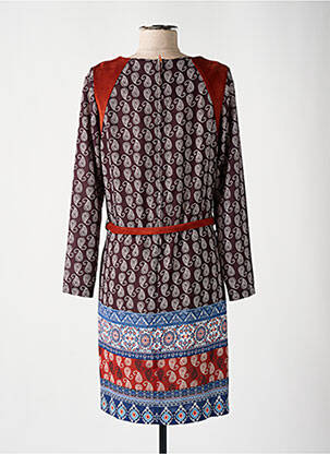 Robe courte fermeture zippée au dos manches longues marron IMPULSION femme