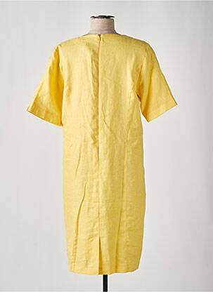 Robe mi-longue tissage crêpe manches courtes jaune MICHA femme