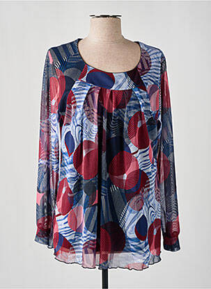 Blouse légère et transparente manches longues bleu THEL ELEGANCE femme