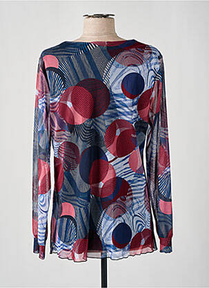 Blouse légère et transparente manches longues bleu THEL ELEGANCE femme