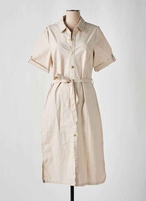 Robe mi-longue manches courtes manches courtes beige ÉTYMOLOGIE femme