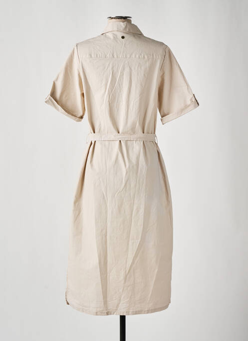Robe mi-longue manches courtes manches courtes beige ÉTYMOLOGIE femme