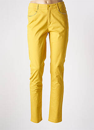 Pantalon slim broderie rivets taille normale jaune YOULINE femme