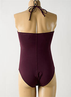 Maillot de bain 1 pièce effet matière satinée haut soutien-gorge balconnet rouge EMPREINTE femme