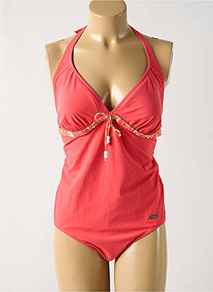 Maillot de bain 1 pièce effet matière satinée haut soutien-gorge moulé rose TRIUMPH femme