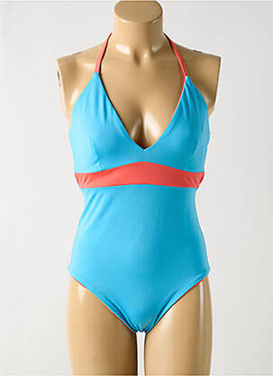 Maillot de bain 1 pièce effet matière satinée haut soutien-gorge balconnet bleu SLOGGI femme