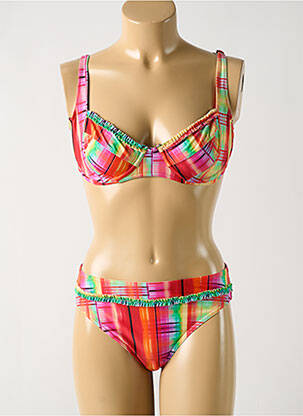 Maillot de bain 2 pièces stretch haut soutien-gorge balconnet rouge ROSE POMME femme