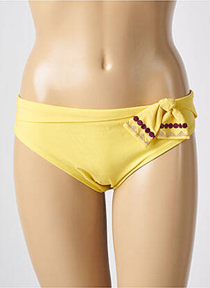 Bas de maillot de bain effet matière satinée culotte jaune EMPREINTE femme