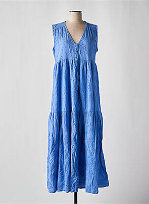 Robe longue tissage popeline sans manche bleu BANDITAS FROM MARSEILLE femme