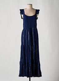 Robe longue tissage crêpe fines bretelles bleu DEELUXE femme