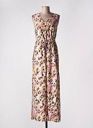 Robe longue imprimé fantaisie sans manche beige VERO MODA femme