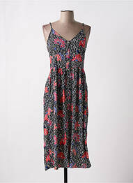 Robe mi-longue coupe fluide fines bretelles noir PIECES femme