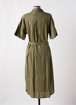 Robe mi-longue tissage crêpe manches courtes vert DEELUXE femme