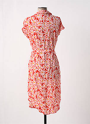 Robe mi-longue imprimé fleurs manches courtes rouge PIECES femme